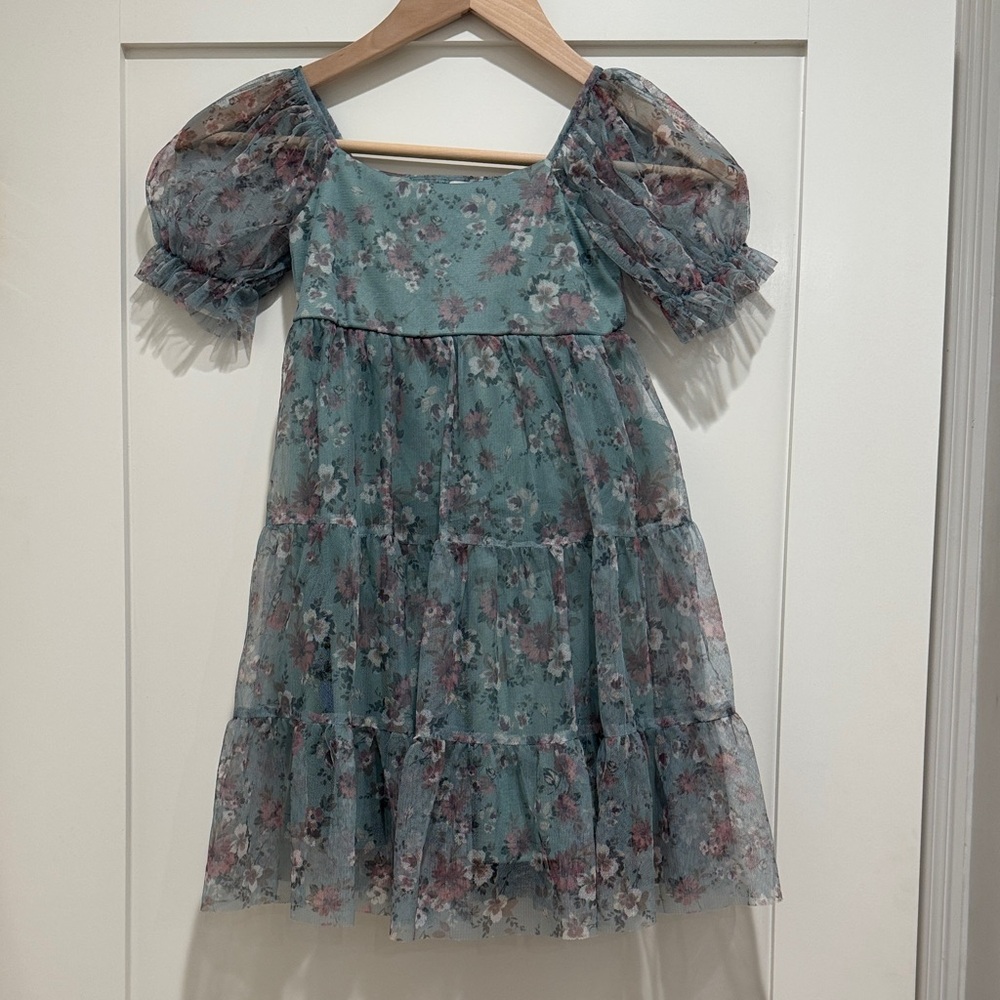 Zenzi Floral Kids Dress in Blue and Pink